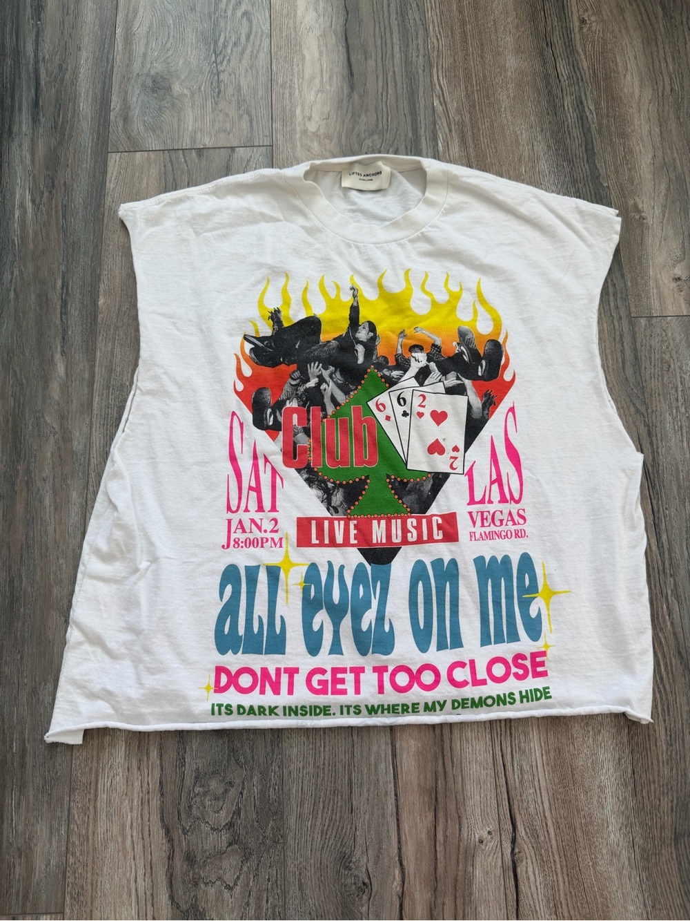 White Graphic mens Tank Top with Multicolor Casino Print Las Vegas size XL